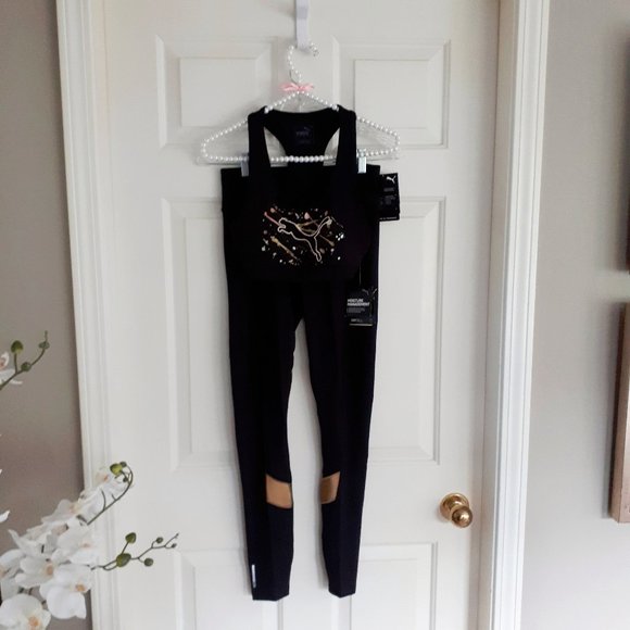 NWT Puma black & gold training racer back bralet, M - Picture 5 of 5
